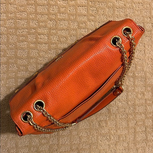 MCM Chain Orange Pebbled Leather Shoulder Crosdbody Bag - Picture 9 of 15